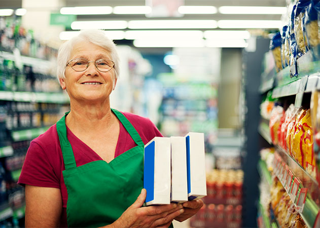Mature female in grocery store