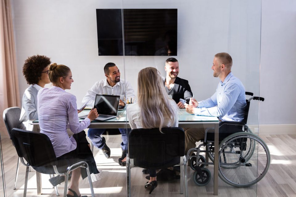 office workers having a meeting