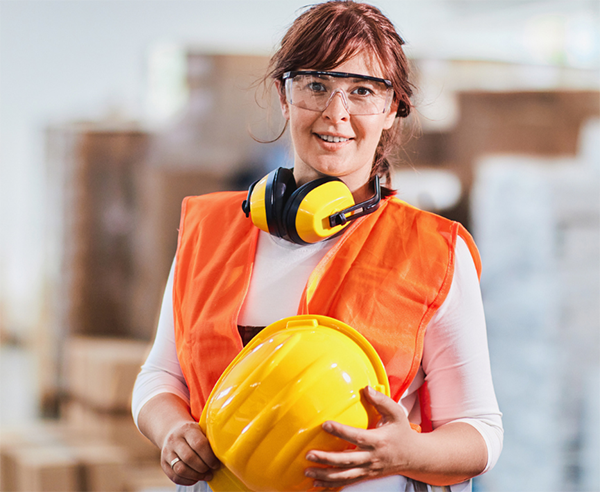 woman wearing PPE